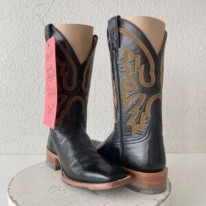 Rod Patrick Mens Cowboy Boots Size 9AAAA Black Calf Leather Square Toe Western